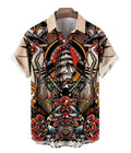 Mens Button Down Shirts Japanese Koi Printed Hawaiian Top Aloha Novelty Ugly