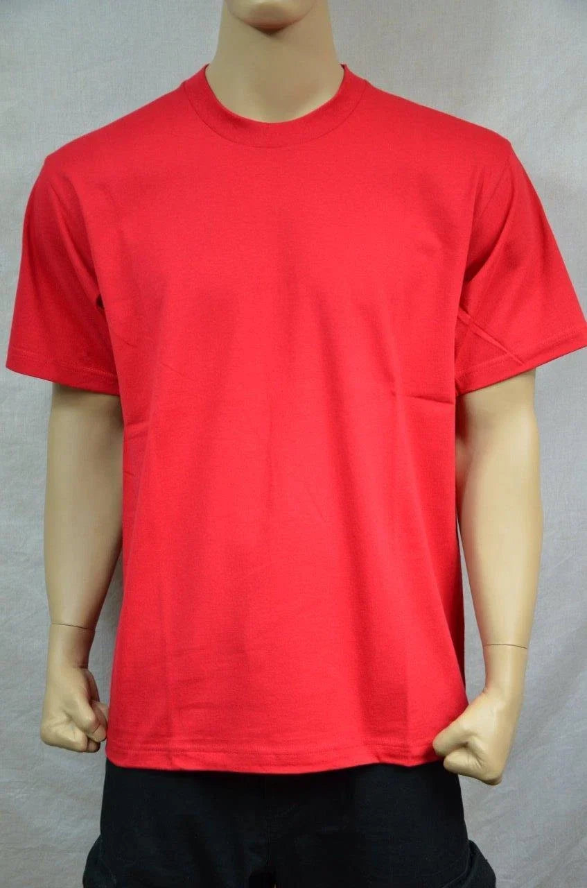 1 NEW PRO5 SUPER HEAVY WEIGHT T-SHIRT RED TEE PLAIN BLANK COTTON S-7XL