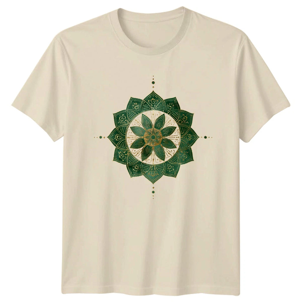 Aesthetic Watercolor Gold Mandala Womens T-Shirt Yoga Spiritual Gift For Her