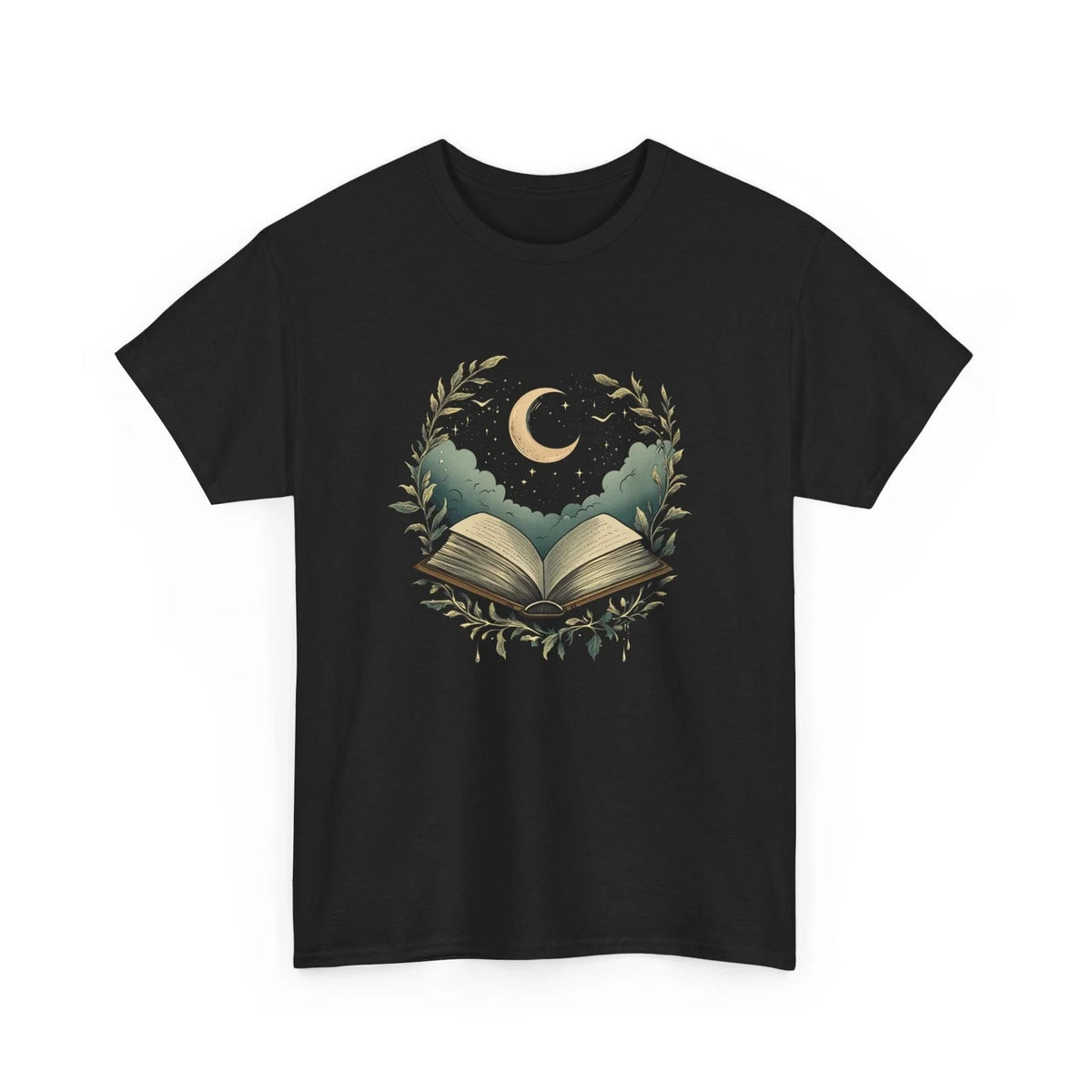 Book T-Shirt | Funny Reading Shirt | Mystical Book Boho Moon Leaf Shirt