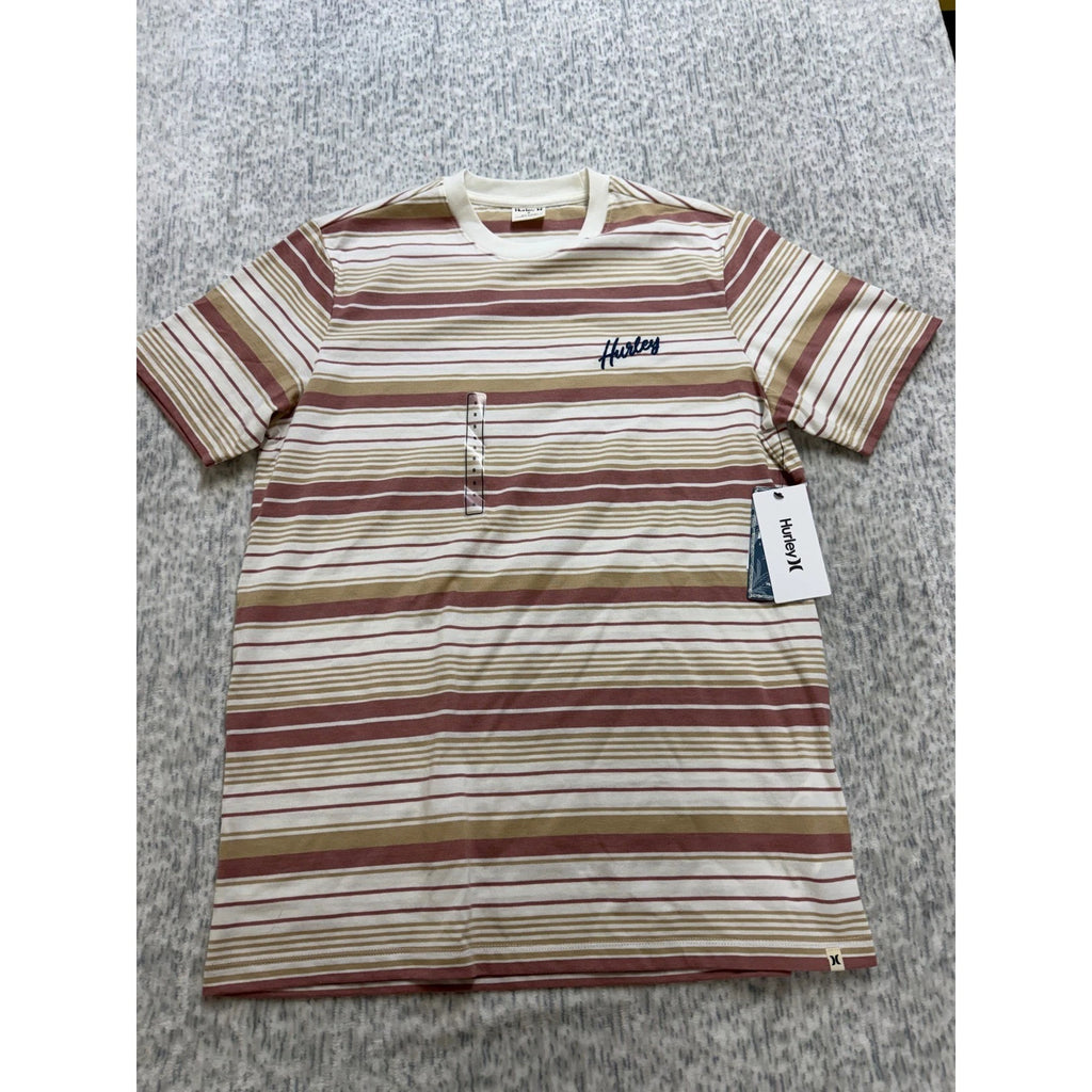 Hurley Naturals Stripe SS T-Shirt Phantom Rose Mens Small HSP25MMKT02048 NEW
