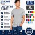Gildan Light Cotton T Shirt Mens Plain Soft Crew Neck Tee XS-5XL 25 Colours