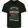 Premium Vintage 75th Birthday 1951 Mens V-Neck Cotton T-Shirt