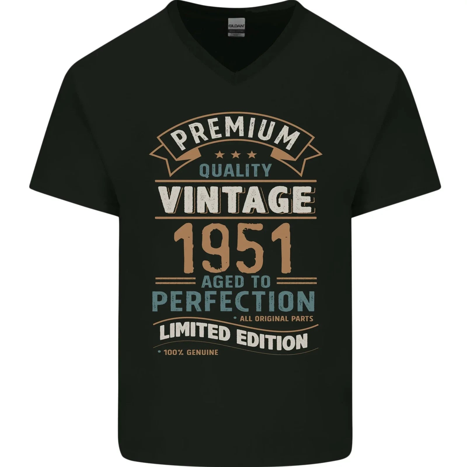 Premium Vintage 75th Birthday 1951 Mens V-Neck Cotton T-Shirt