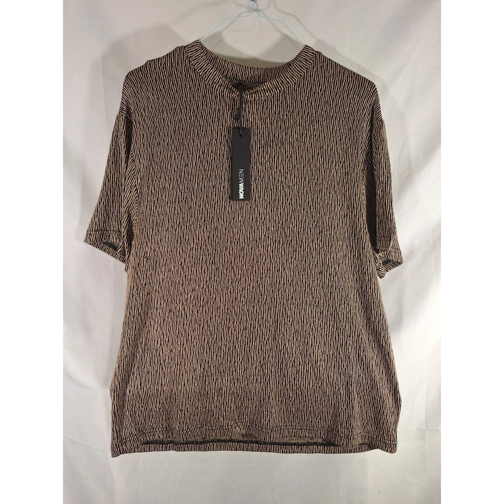 Nova Men Leon Relaxed Textured Tee Taupe Combo Short Sleeve Shirt - Size L