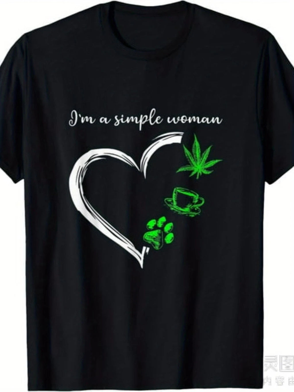 I'M A Simples Woman Loves Weed Coffee And Dog Funny Creative Graphic T-Shirtsame