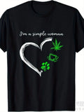 I'M A Simples Woman Loves Weed Coffee And Dog Funny Creative Graphic T-Shirtsame