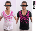 Pistol Boutique Men's Slim Fit Deep V-Neck Jersey Love T-Shirt