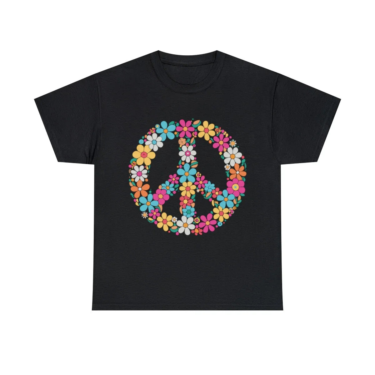 Floral Peace Sign 70s Flower Power Boho Graphic Tee Shirt, S-5XL
