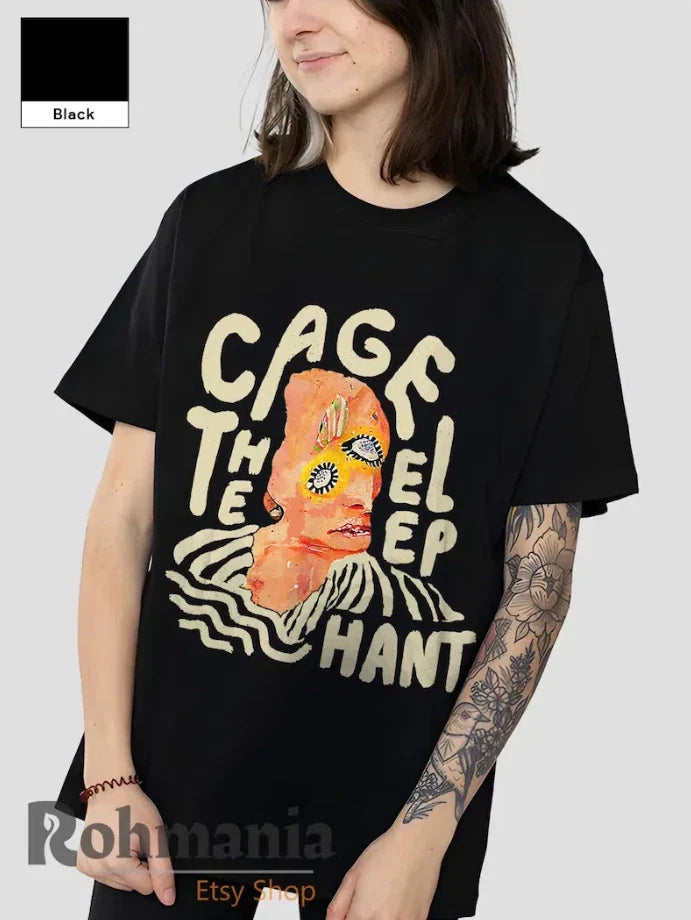 Cage the Elephant Retro 90s Personalized Rock Band Heavy Cotton Unisex T-Shirt