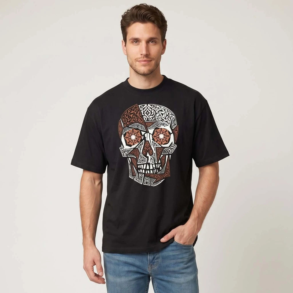 Skull Organic oversized T shirt | 100% cotton high neck Tee | MOEBEER