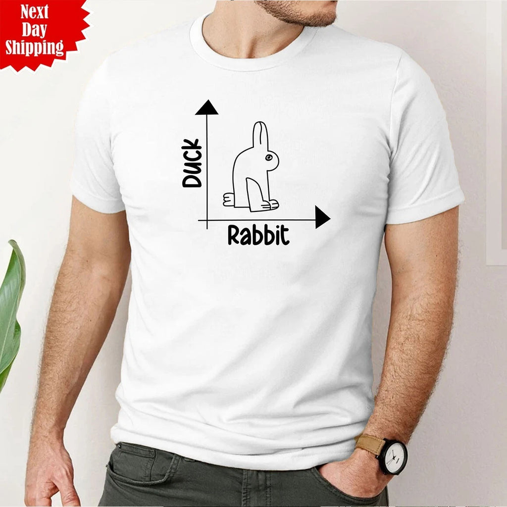 Rabbit Duck Design T Shirt Cool Printed Funny Rabbit Duck Men 100% Cotton T Tops