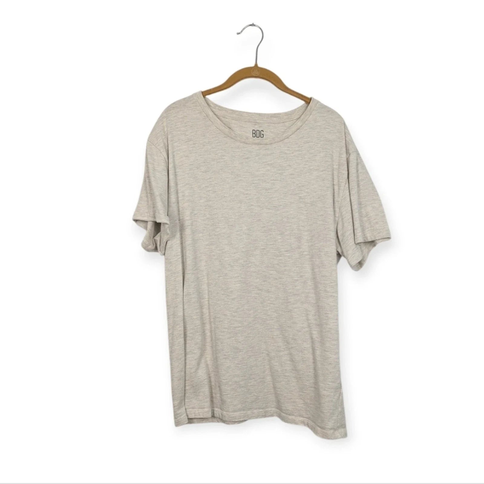 BDG Crewneck Tee S Heather Oatmeal Cotton Blend Basic Soft Casual Minimalist