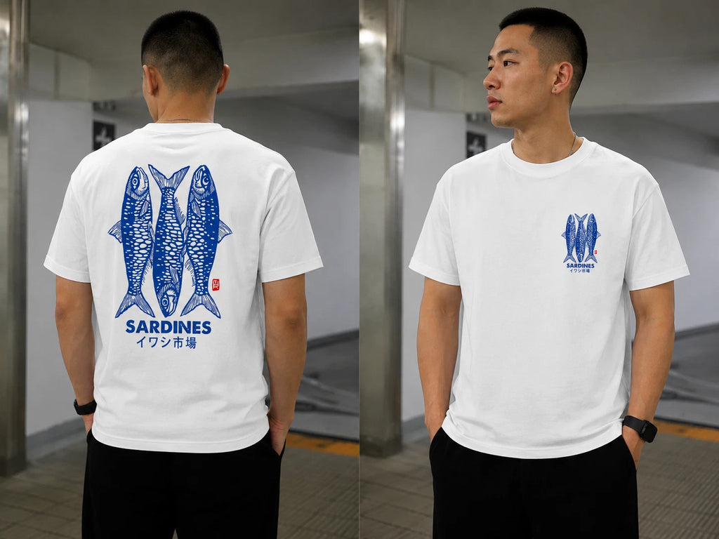 Men's Sardine Print T-Shirt | Casual Crew Neck Tee | Breathable & Sweat-Wicking