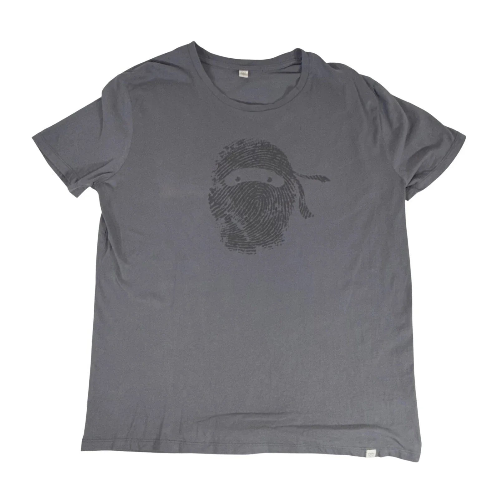 Wituka Graphic T-Shirt XL Charcoal Gray Fingerprint Ninja Organic Cotton READ