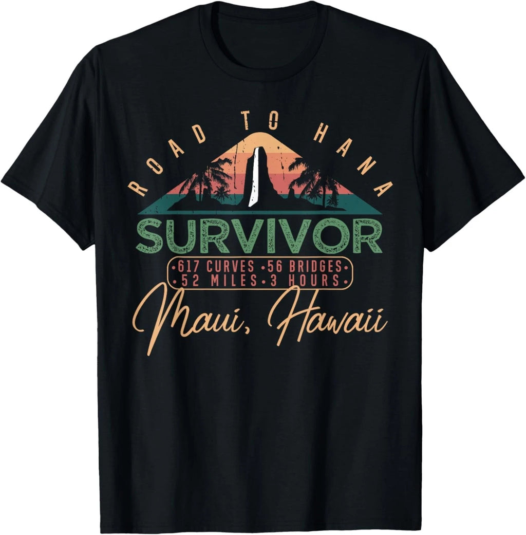 Funny Road to Hana Survivor Curvy Palm Maui Hawaii Lover Gift Unisex T-Shirt