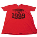 Gildan T-Shirt Men's Large Red Legend Since 1999 Phrase Short Sleeve