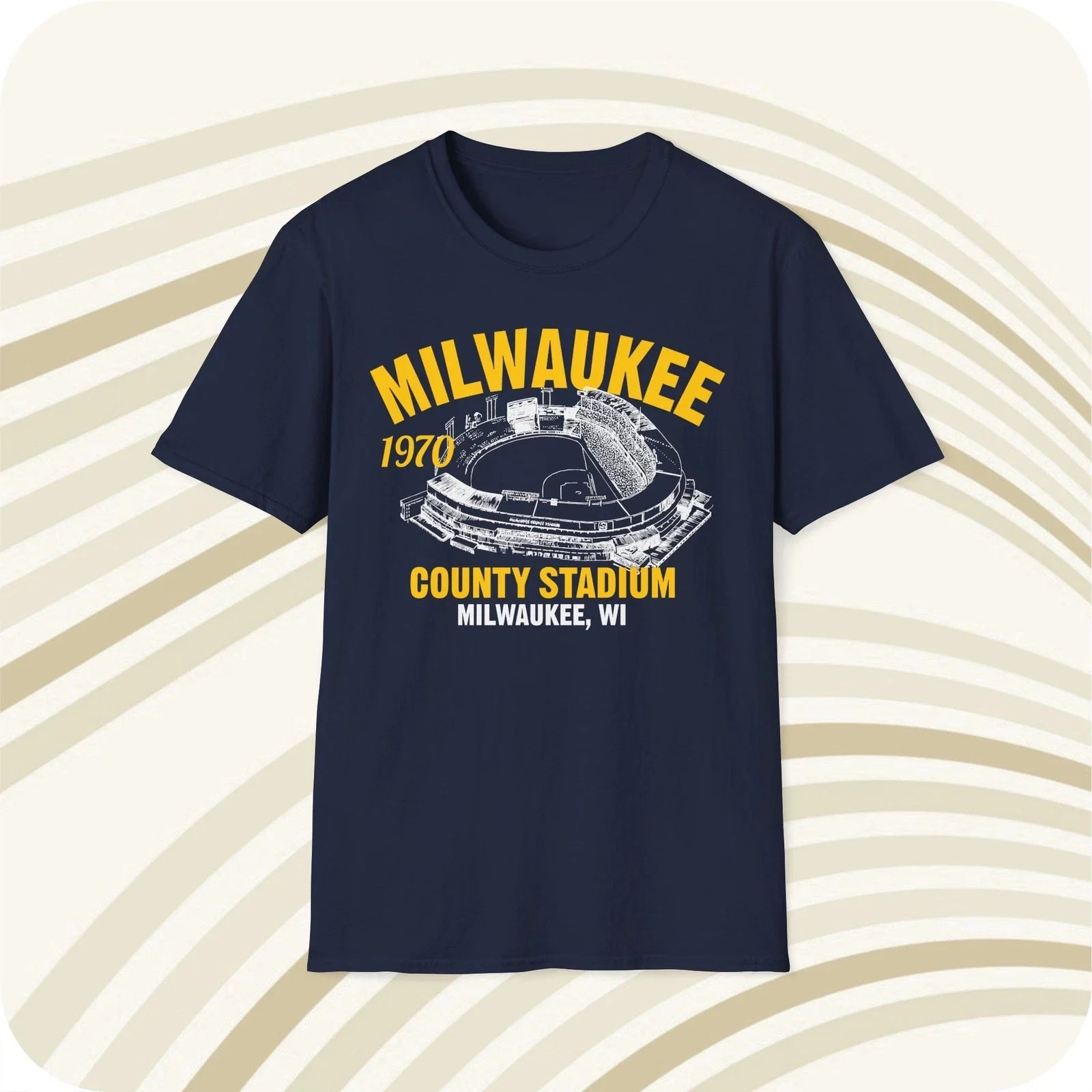 Milwaukee County Stadium 1970 Classic Cut Baseball T-Shirt - Milwaukee Brewers