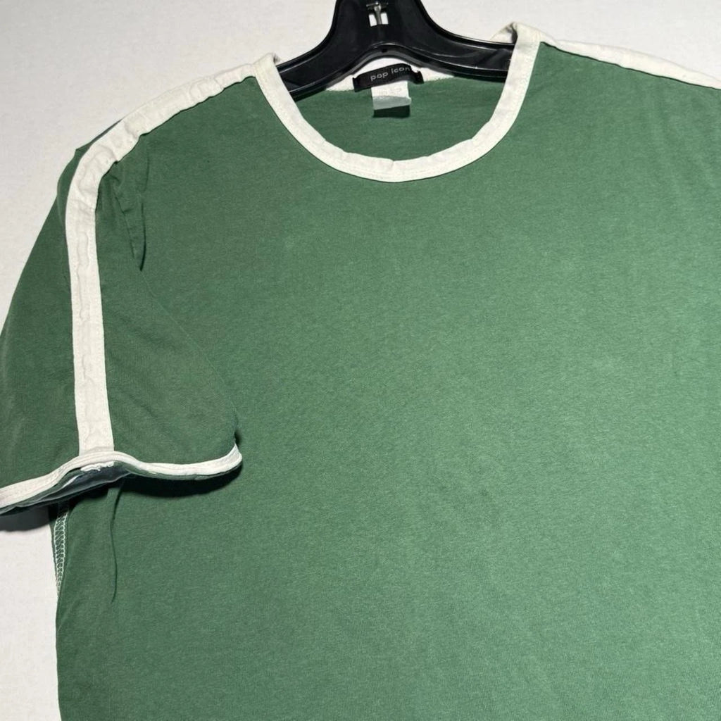 Vintage 90s Punk Pop Icon Green/White Ringer Blank Shirt Size Medium