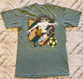 VTG Soccer T-Shirt Mens Medium Green Frog USA World Cup Streetwear Ball Y2K