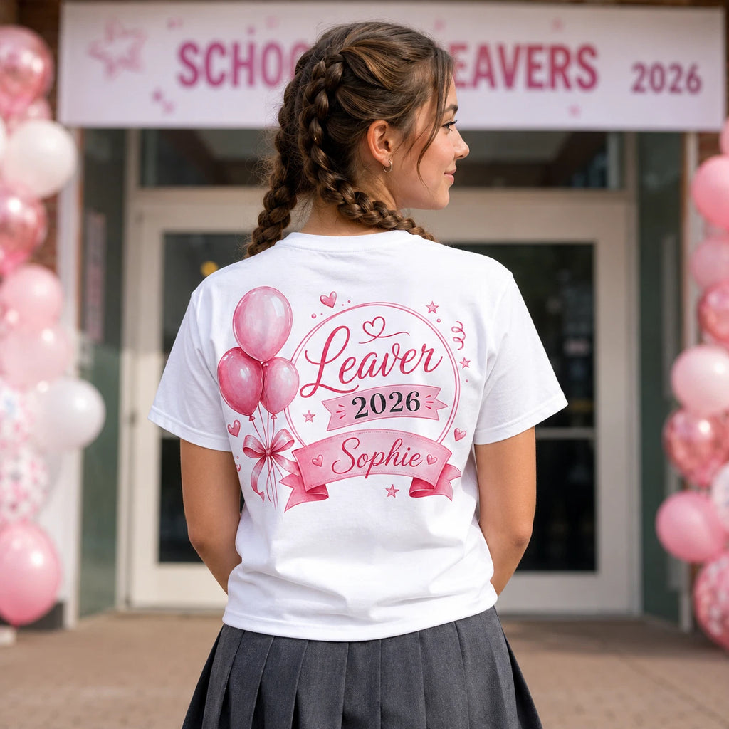 Personalised School Leavers Girls Balloon T Shirt