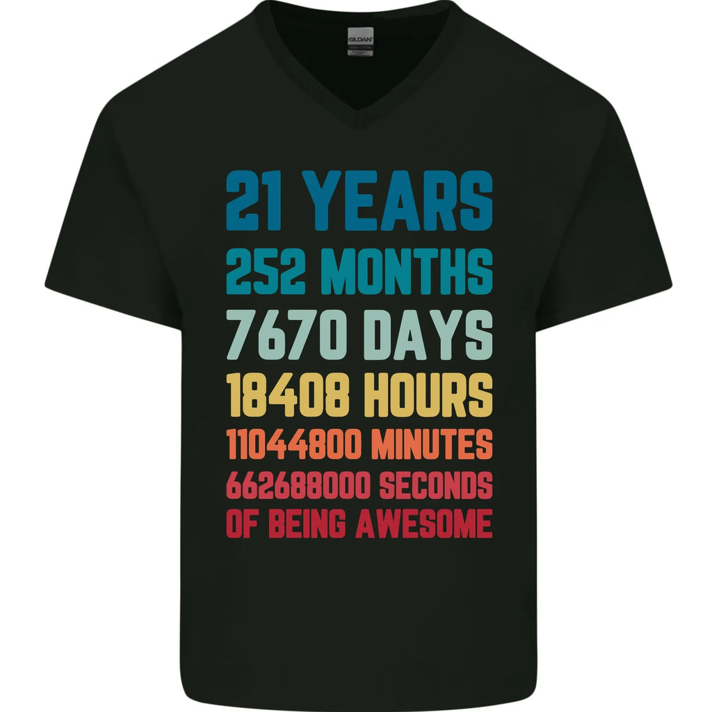 21st Birthday 21 Year Old Mens V-Neck Cotton T-Shirt