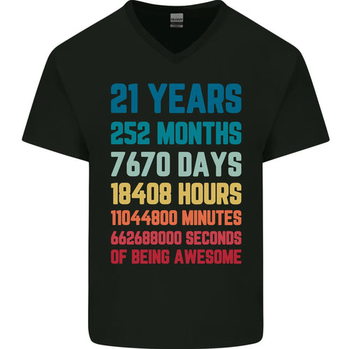 21st Birthday 21 Year Old Mens V-Neck Cotton T-Shirt