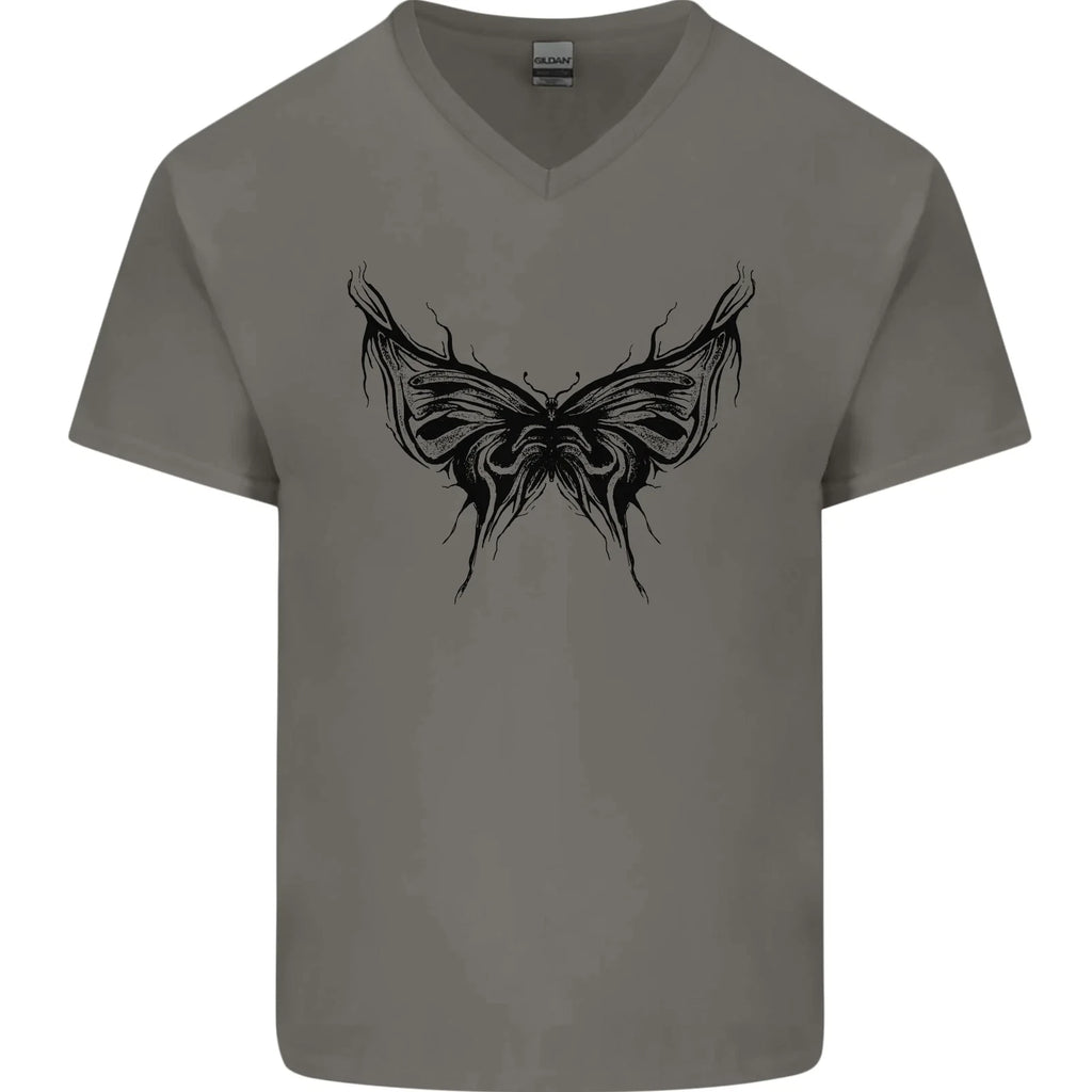 Abstract Butterfly Mens V-Neck Cotton T-Shirt