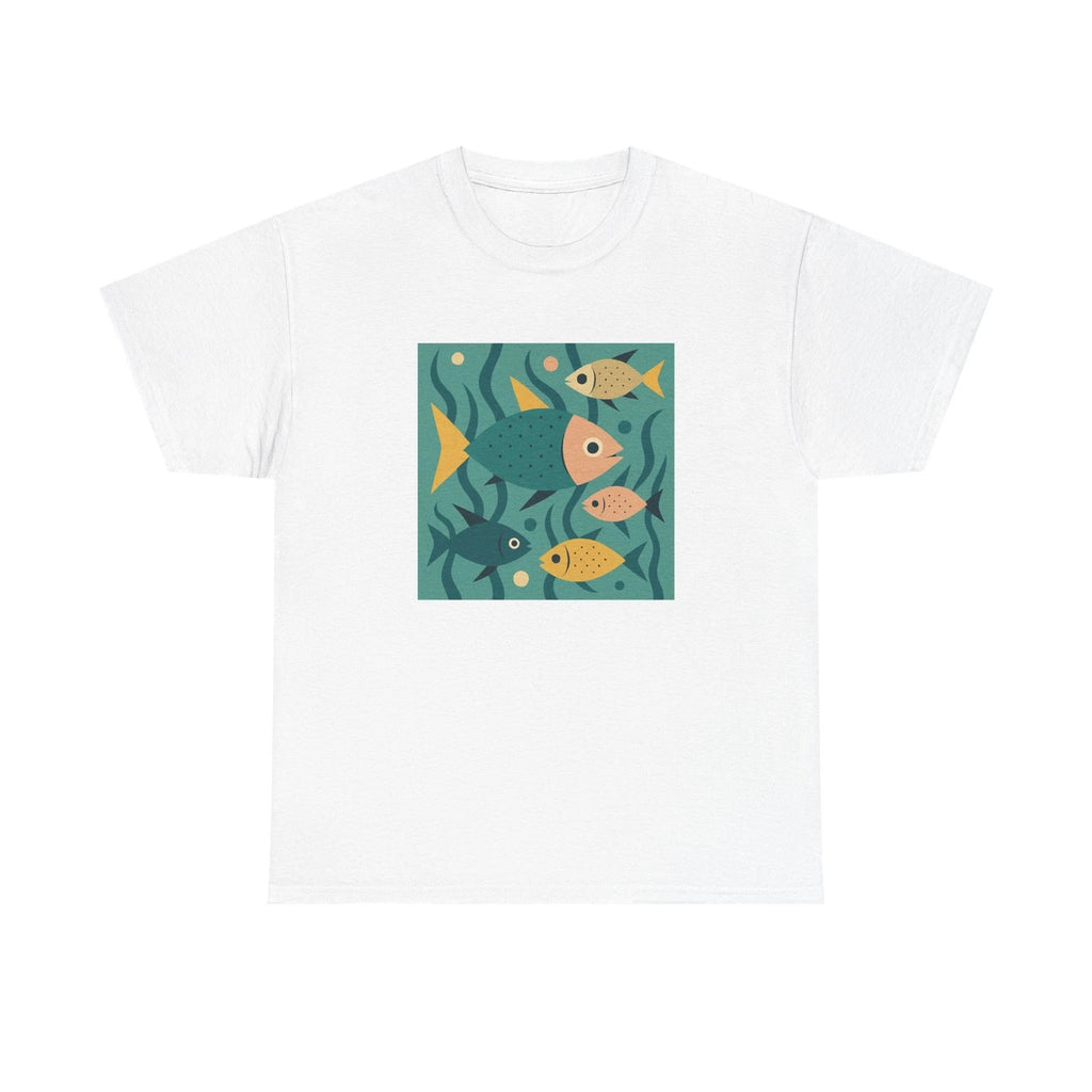 Unisex Adult T Shirt Mid Century Modern Underwater Fish Scene