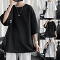 Oversized Korean Style Tshirt Blouse Five quarter Sleeve Top Tee for Men