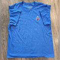 Mens Blue T-Shirt XL Embroidered Rose on Fire Graphic Tee 100% Cotton Spring