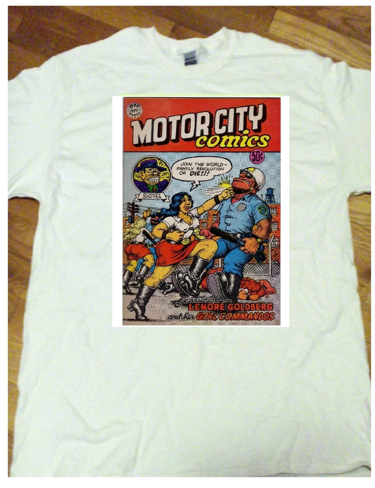 "MOTOR CITY COMICS #1" Detroit T-shirt /100% cotton/R.Crumb cartoon cover