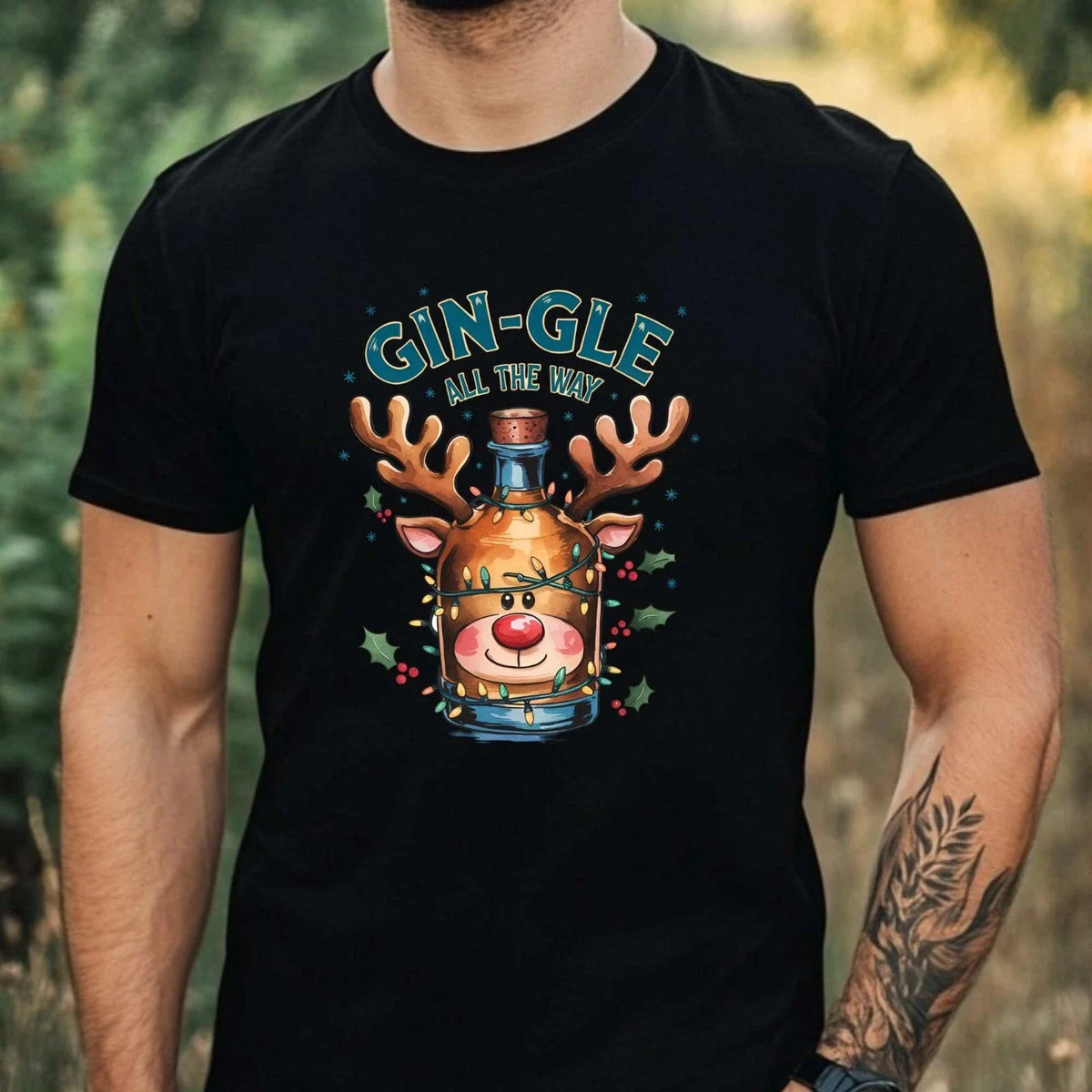Mens Funny Christmas Alcohol Print Cotton T-Shirt Size XS to 5XL