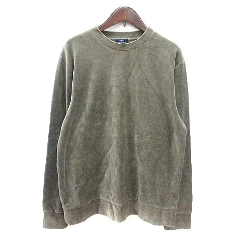 Urban Re URBAN RE Cut & Sew Crew Neck Long Sleeve Velor Green 38 M