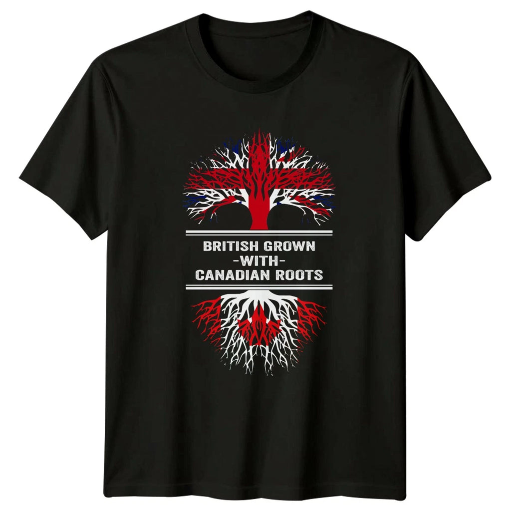 British Grown With Canadian Roots T-Shirt British Canadian Heritage Birthday