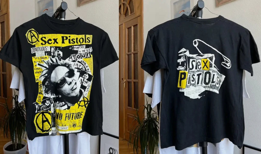 Vintage 90s Sid Vicious Sex Pistols Punk Band Tee black 2 side MS5000