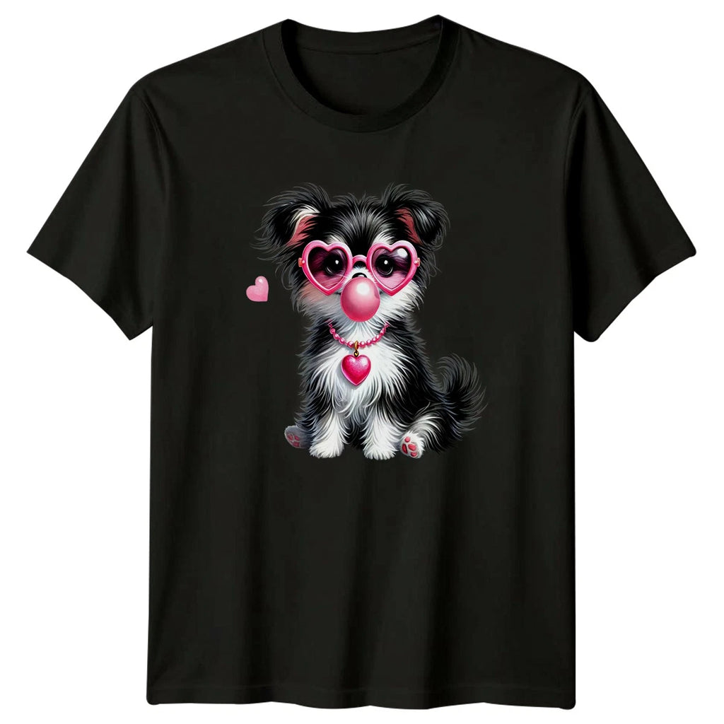 Puppy Dog Heart Sunglasses Dogs Animals Mens T-Shirt Womens Tee Cute Bubblegum