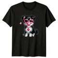 Puppy Dog Heart Sunglasses Dogs Animals Mens T-Shirt Womens Tee Cute Bubblegum
