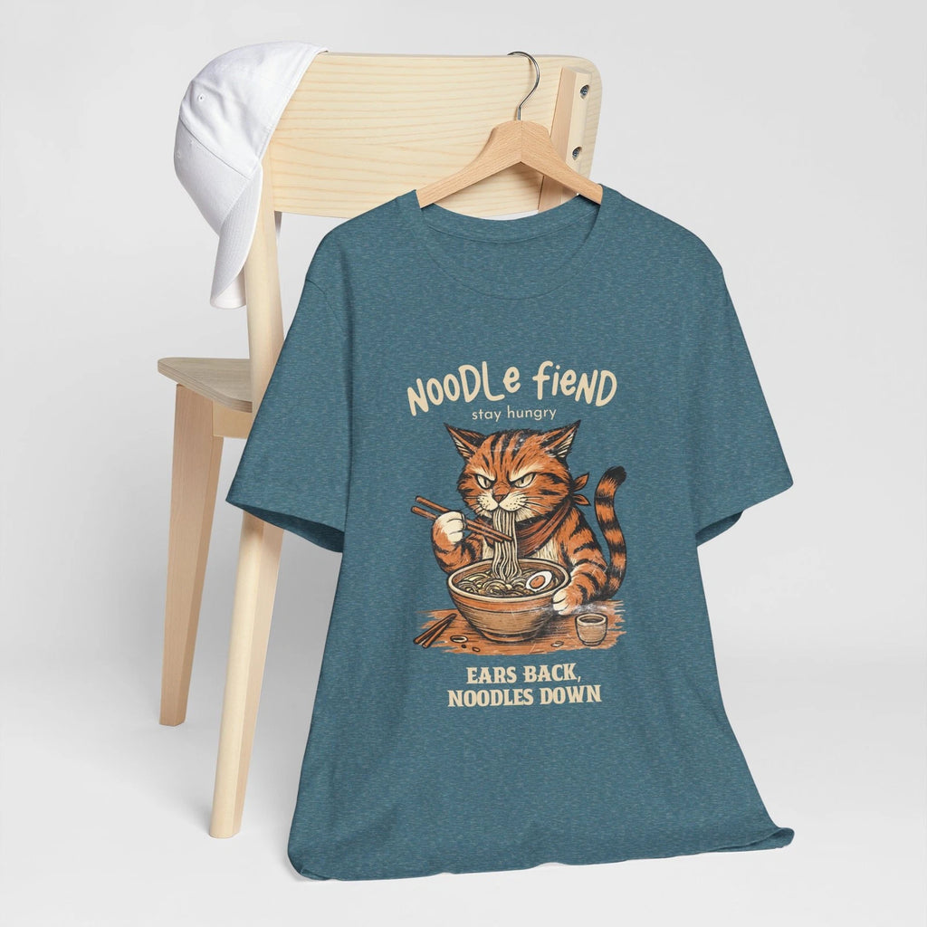 Noodle Fiend Cat Illustration Tee | Ramen Cat Shirt, Cute Asian Food Design