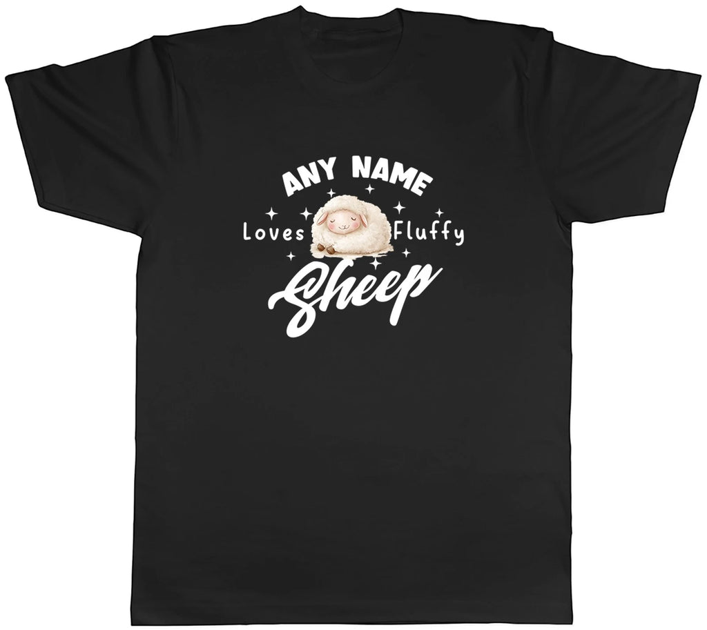 Personalised Loves Fluffy Sheep Mens T-Shirt Tee Gift Top