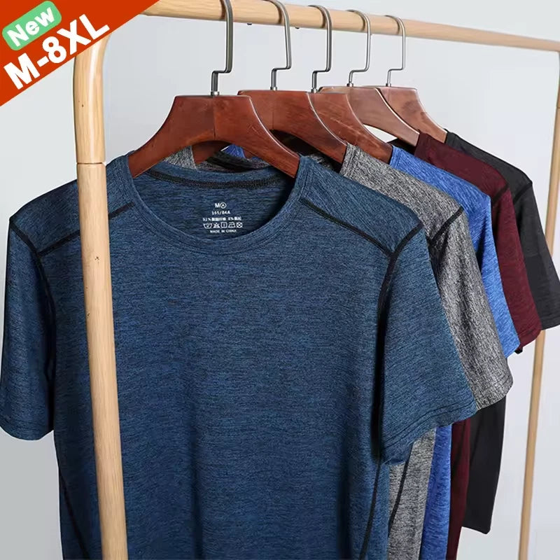 Men Big & Tall T-Shirt 6XL 7XL 8XL Casual Short Sleeve Polyester Stretch