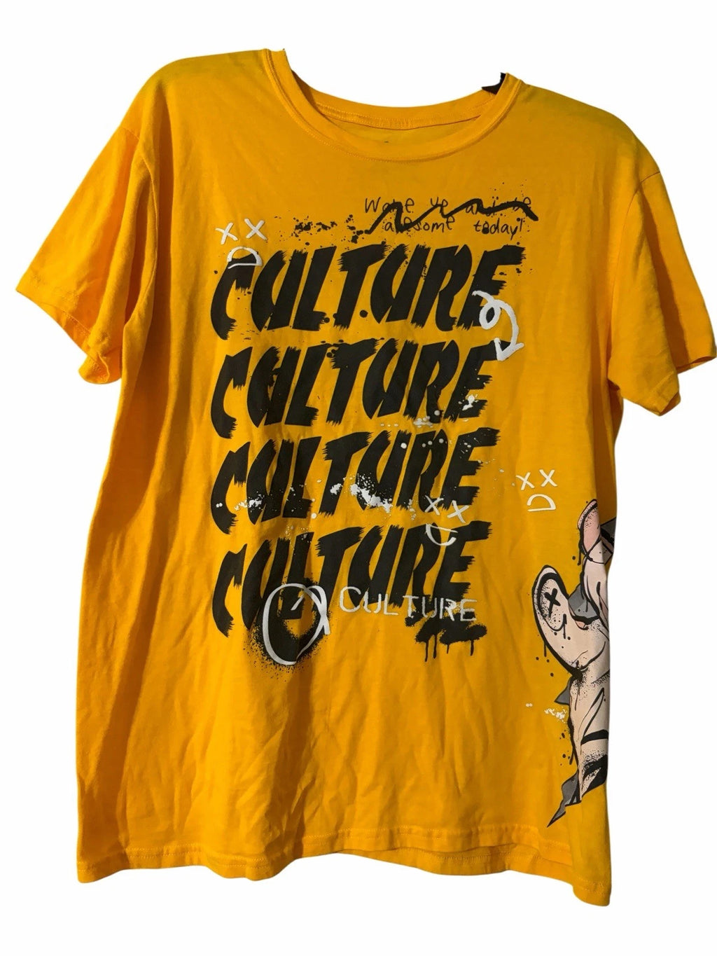 Vibes Brand Yellow Graphic T Shirt Culture Street Style Graffiti Art Size Large