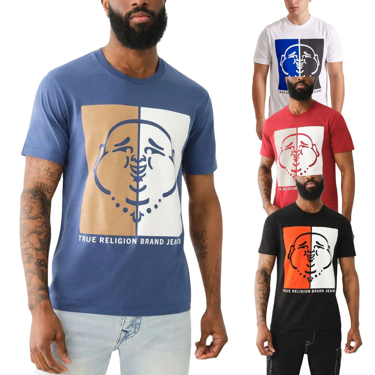 True Religion 108323 Mens Graphic T Shirts Logo Crew Neck Half Sleeve Cotton Tee