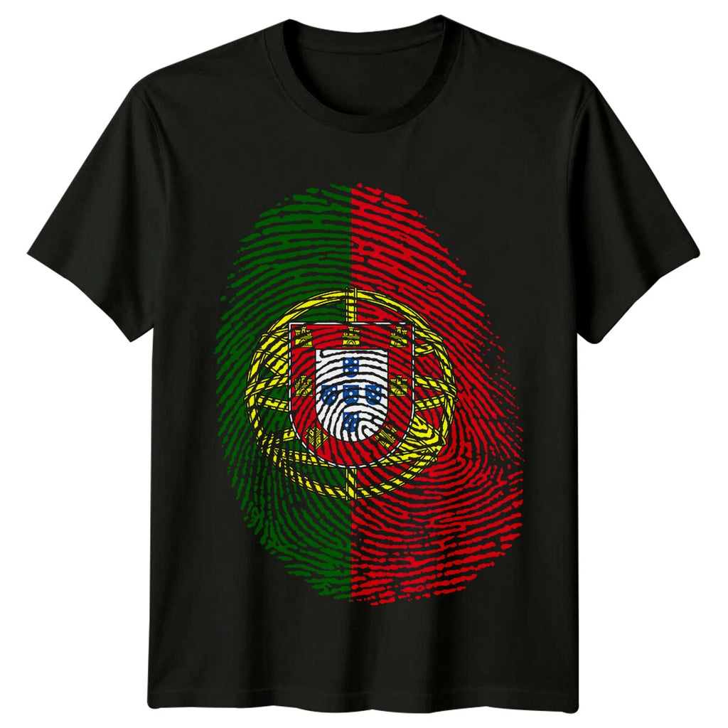Portugal Flag Fingerprint Mens T-Shirt Portuguese Pride Tee