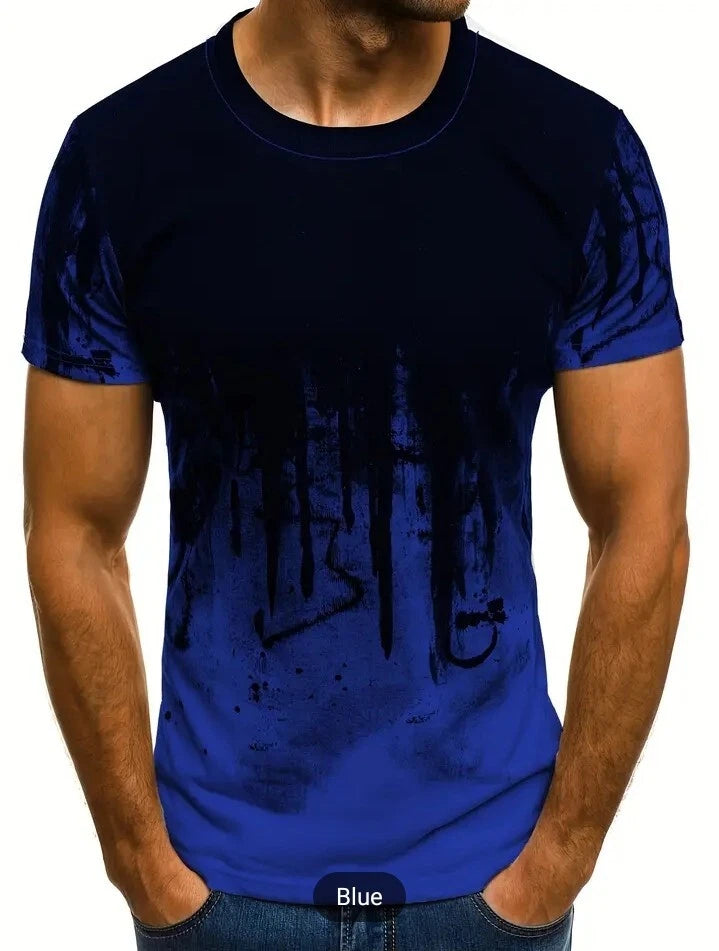 Summer Men's Trendy Printed Round Neck T-shirt Size M