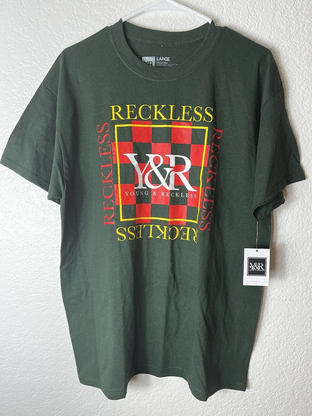 Young And Reckless Shirt Mens Large Dark Green RCKLSS Skate Hip Hop Streetwear