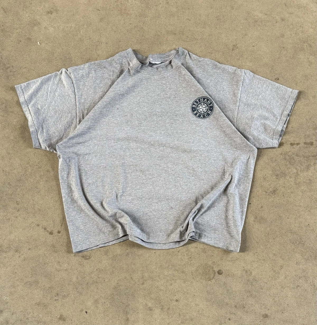 Vintage 90s Bethany Beach T Shirt Gray Boxy Distressed Stained Mens L No Tag USA