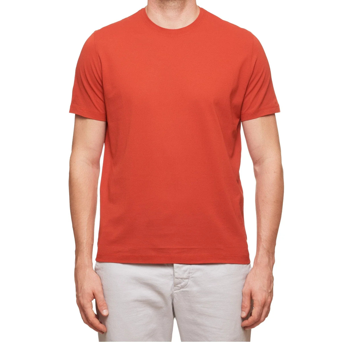 Kiton KIRED "Baciomc" Brick Red Exclusive Crepe Cotton Short Sleeve T-Shirt Slim