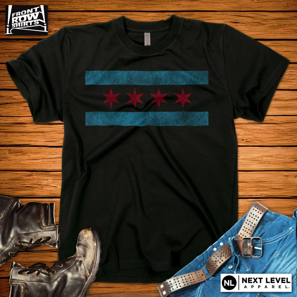 GRUNGE CHICAGO FLAG T-SHIRT