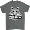 Cat I Need Coffee Right Meow Funny Mens T-Shirt 100% Cotton